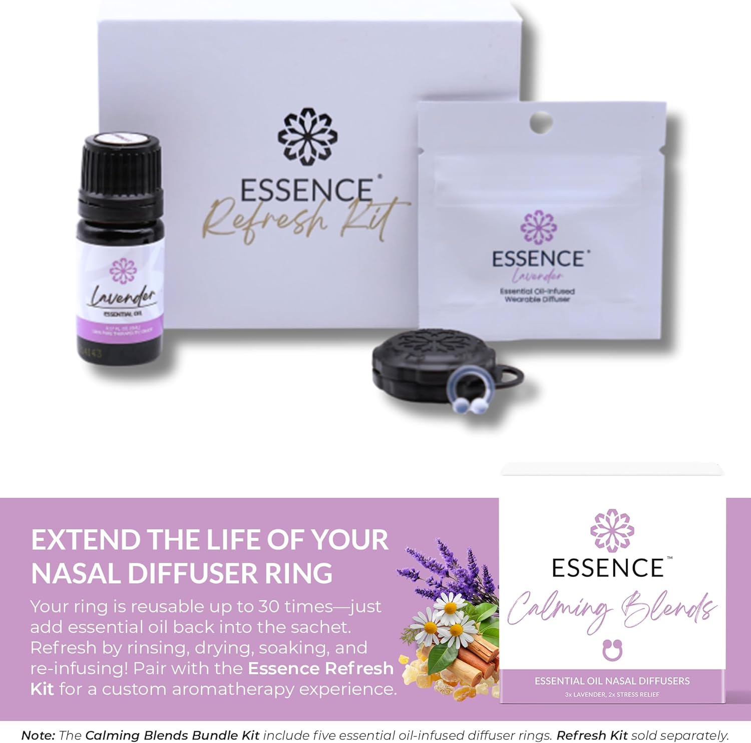 Essence Nasal Diffuser Calming Bundle – Aromatherapy Essential Oil Silicone Nose Rings for Stress & Sleep Support – Wearable Lavender & Stress Relief Blends for Relaxation & Nighttime Use - Image 7
