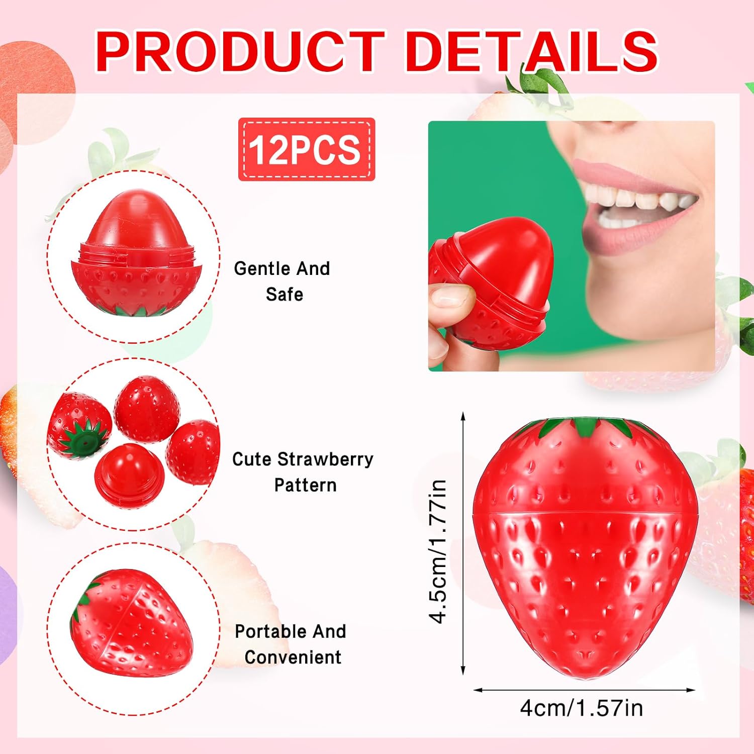 12 Pcs Strawberry Lip Balm Set for Hydrating Plumping Wrinkle Repair - Image 2