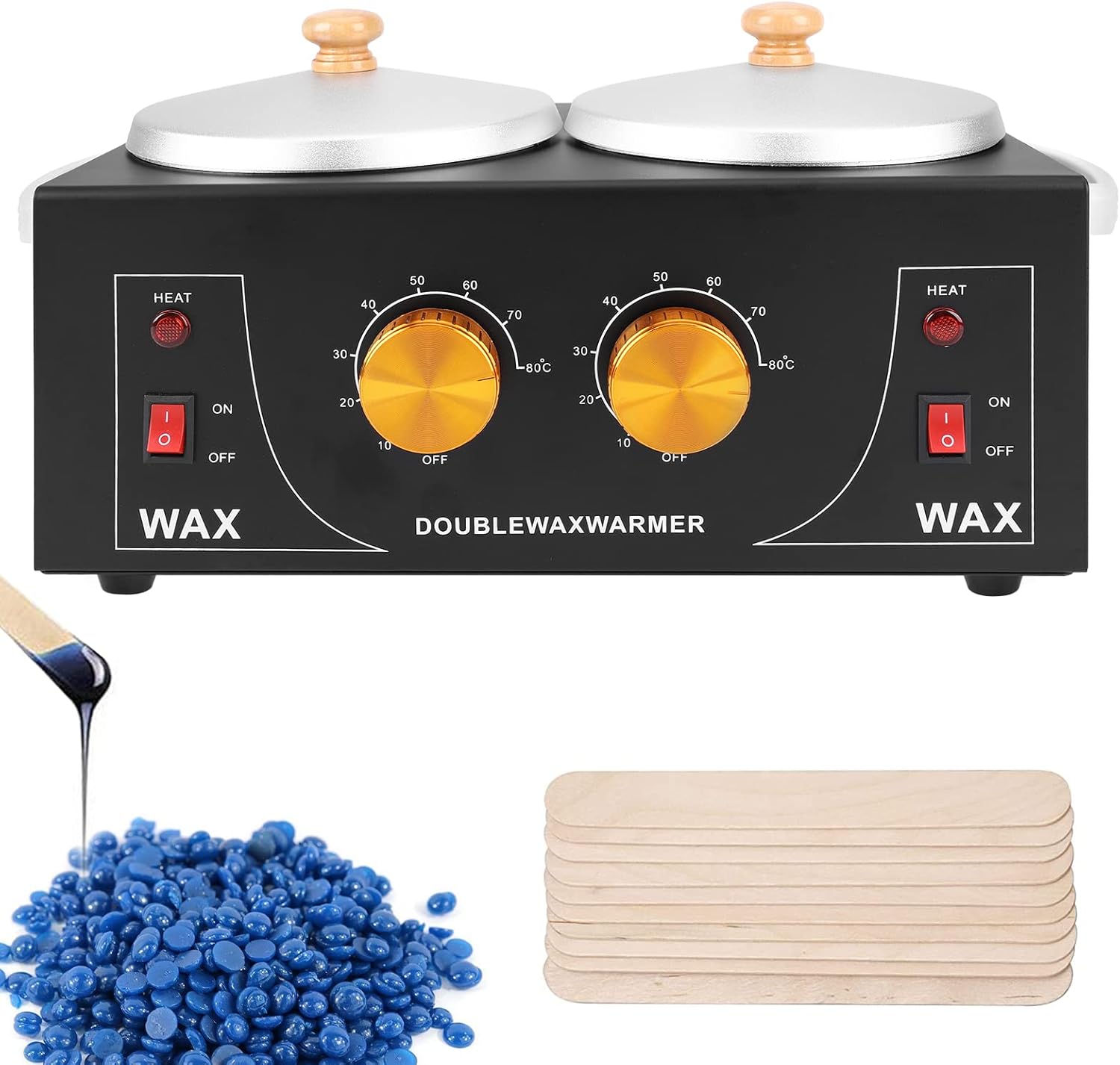 Upgraded Double Non-Stick Wax Warmer, Professional Electric Paraffin Heater with Adjustable Temperature for Facial, Skin Spa Equipment