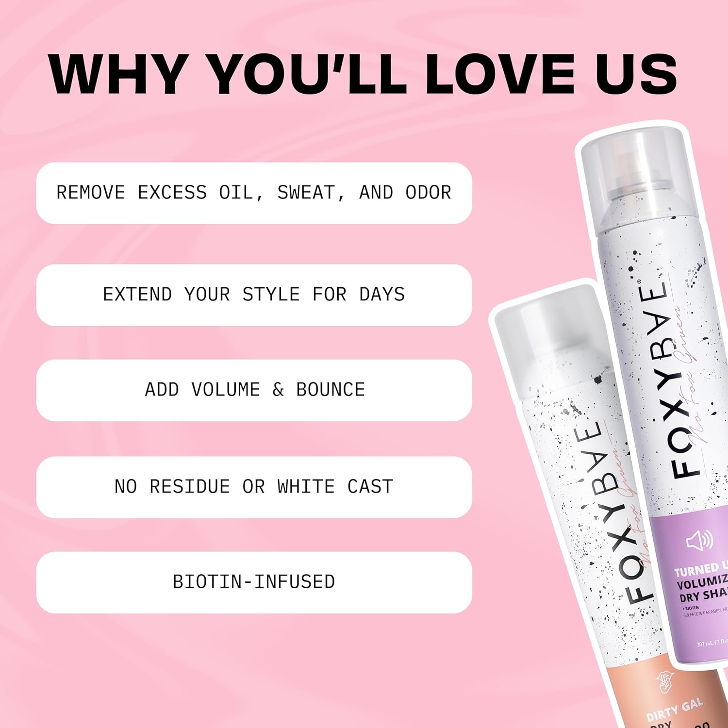FoxyBae Dry Shampoo Duo Kit - with Biotin - Dirty Gal and Turned Up - Refreshes, Volumizing, Absorbs Oil - for All Hair Types - 2 x 7 Fl Oz - Image 2