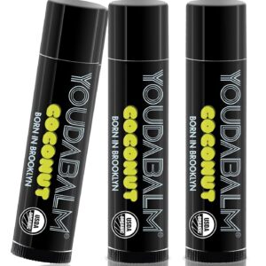 Organic Lip Balm, Coconut Flavor - 100% Natural Lip Moisturizer, USDA Certified - Lip Balm for Dry, Cracked Lips (3 Pack)
