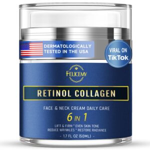 6-in-1 Face Cream for Men, Mens Face Moisturizer, Anti-Aging Face Cream for Men with Retinol Collagen & Hyaluronic Acid, Eye Bags & Dark Spot Remover, After Shave Lotion 1.7 Fl Oz