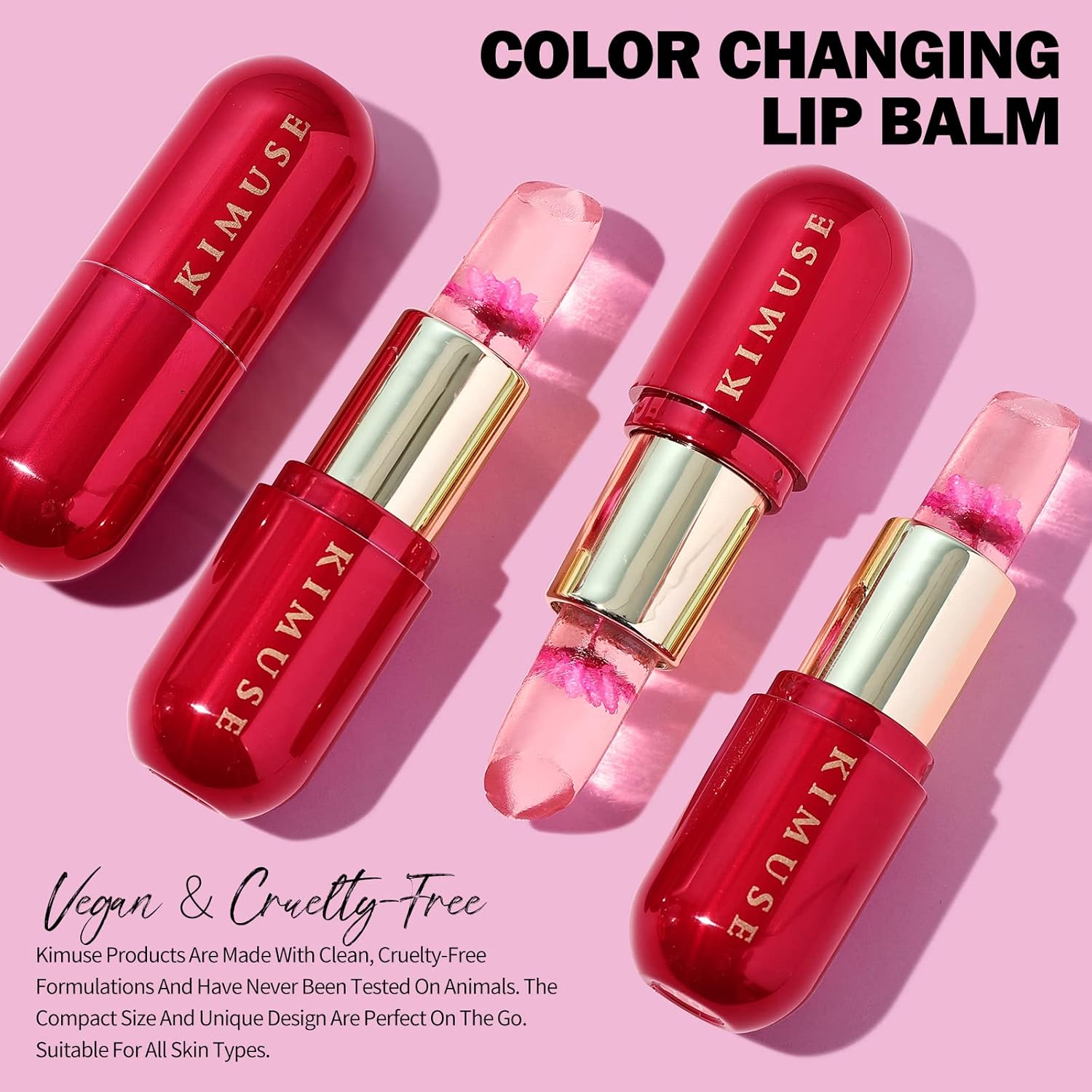 KIMUSE pH Color Changing Flower Lip Balm Long-Lasting Hydrate Plump Formula - Image 7
