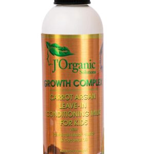 J'Organic Solutions Kids Carrot & Argan Leave-In Detangler with Jamaican Black Castor & Coconut Oils, detangler for curly hair, Revitalize & Sustain Healthy Hair