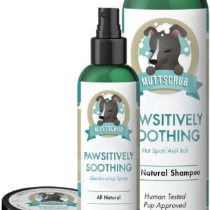 Pawsitively Soothing Bundle: (1) Dog Anti Itch Shampoo, (1) Natural Deodorant Spray, and (1) Healing Antibacterial Lotion for Dry Itchy Skin, Paws, Hot Spots, Dermatitis