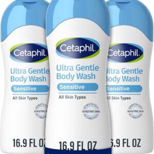 Cetaphil Ultra Gentle Refreshing Body Wash, For Dry to Normal, Sensitive Skin, 16.9oz Pack of 3, Aloe Vera, Calendula, Vitamin B5, Hypoallergenic, Paraben Free, Fragrance Free, Dermatologist Tested