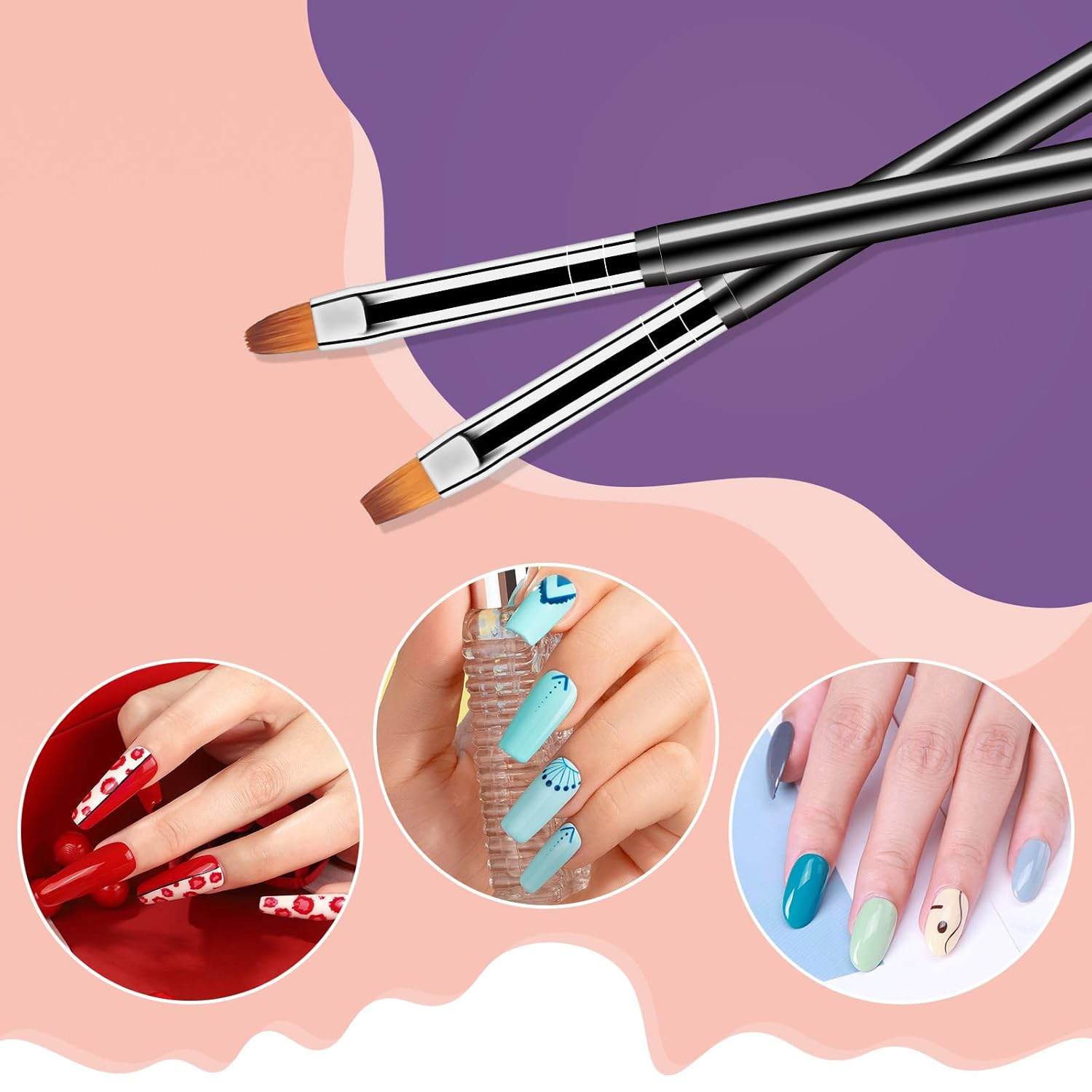 Artdone Nail Dotting Tools 6PCS Double-ended Nail Art Brushes Kit Nail Art Gel Polish Liner Brushes Design Pen For Nail Drawing And Nail Paint Brushes Small Detail Brushes - Image 4