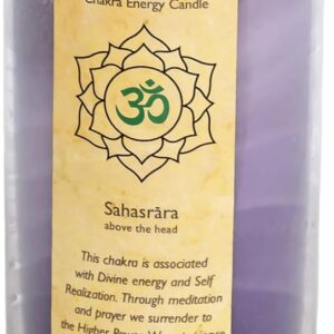 Premium Scented Candle Hand Made Chakra Energy Jar | 11 Oz Jar | Happiness, Sahasrara| Yoga, Prayer & Meditation Candle | Long Burn 60 Hours | Essent.Oils Patchouli, Labdanum, Frankincense | Aloha Bay