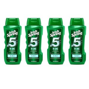 Irish-Spring 5-in-1 Shampoo, Conditioner, Body Wash, Face Wash and Deodorizer, 18 oz (Pack of 4)