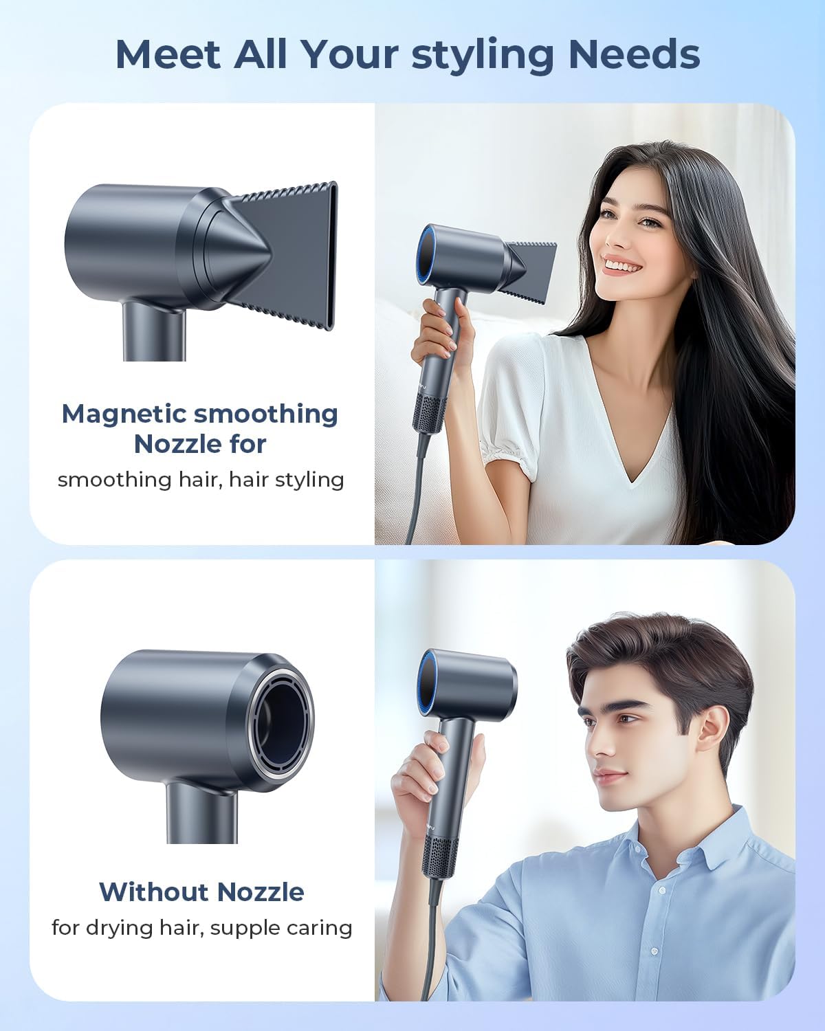 150000 RPM High-Speed Ionic Hair Dryer with Magnetic Nozzle for Home Travel - Image 5
