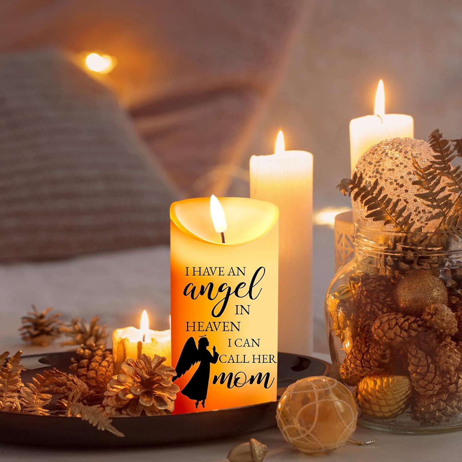 Sympathy Gifts for Loss of Mother LED Flameless Candles 3 x 6 Inch Angel Memorial Candles in Remembrance of My Mother Memorial Candles for Loss of Loved One Mom Sympathy Candle (Angel) - Image 5