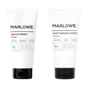 MARLOWE. Shave Cream No. 141 & Post Shave Lotion No. 144 – 6oz Each – Conditioning Shave Cream & Aftershave Lotion for Smooth, Soothing, Close Shave – Men's Shaving Kit Essentials, 2-Pack