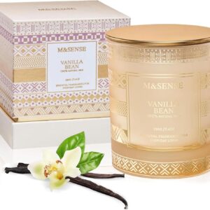 M&SENSE Vanilla Bean Scented Candles for Mothers Day Gift Set, House Warming Gifts New Home, 7.4 oz 45 Hours Slow Burning, Natural Soy Candle for Home Scented