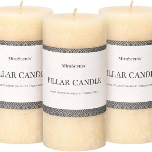3x6 Inch Ivory Pillar Candles Set of 3 - Hand-Poured Unscented Candles, Long Clean Burning, Large Big Candles, Smokeless Dripless Candles for Dinner Table, Wedding, Home, Bathroom, Rustic Decor