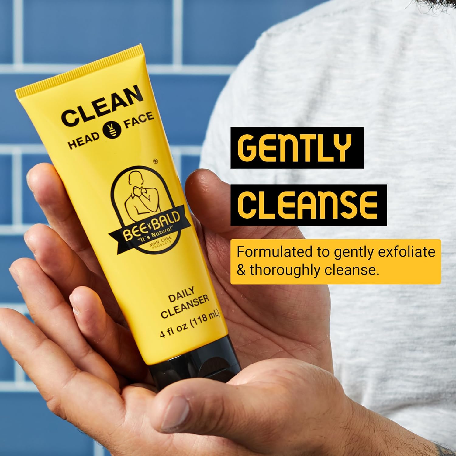 Bee Bald 3-Pack with SHAVE Premium Shaving Cream, HEAL Post-Shave Healing Balm, CLEAN Hydrating Facial Cleanser - Image 4