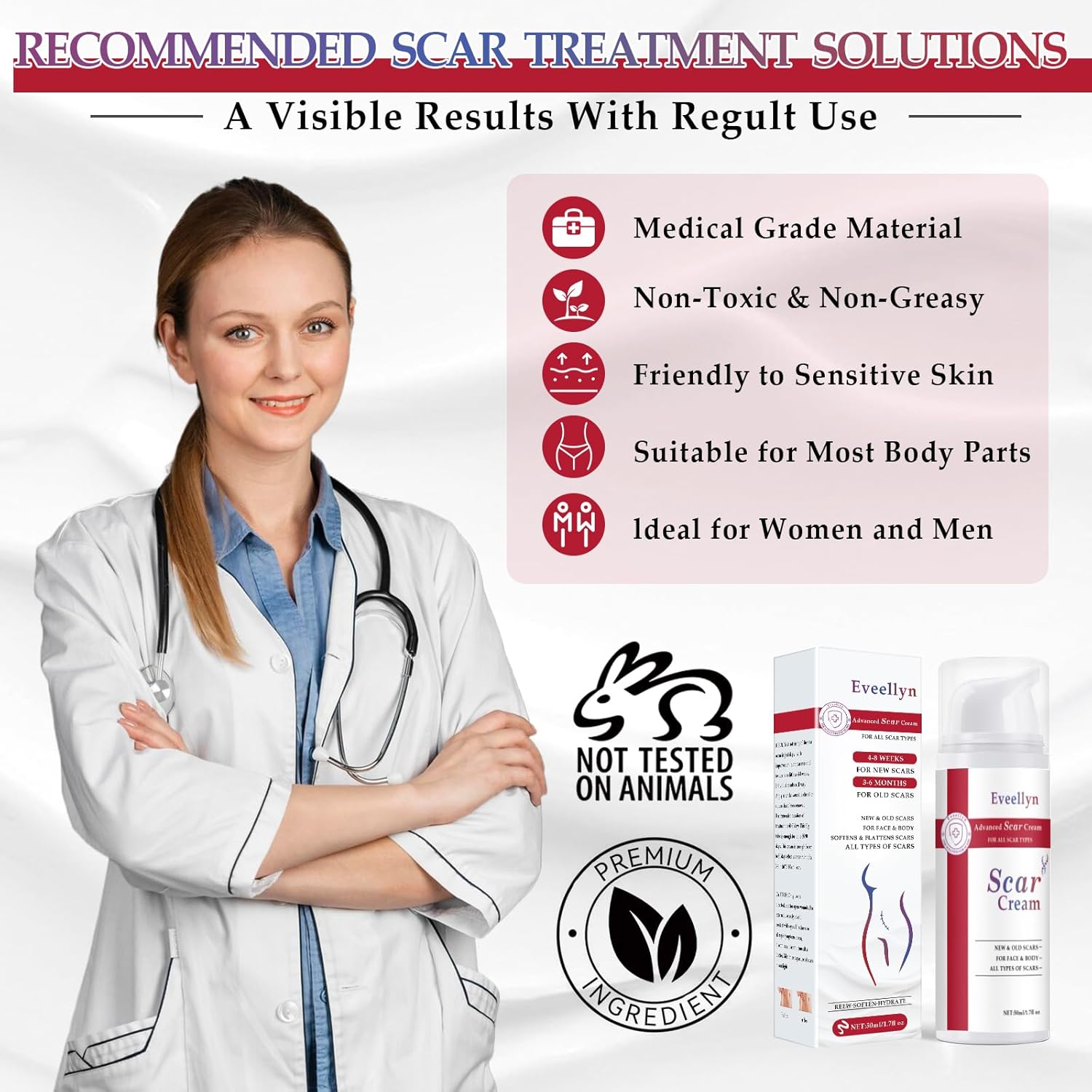 Advanced Scar Removal Cream Gel 1.7 oz for Surgical Stretch Marks Keloids C-Section Burns Acne - Image 6