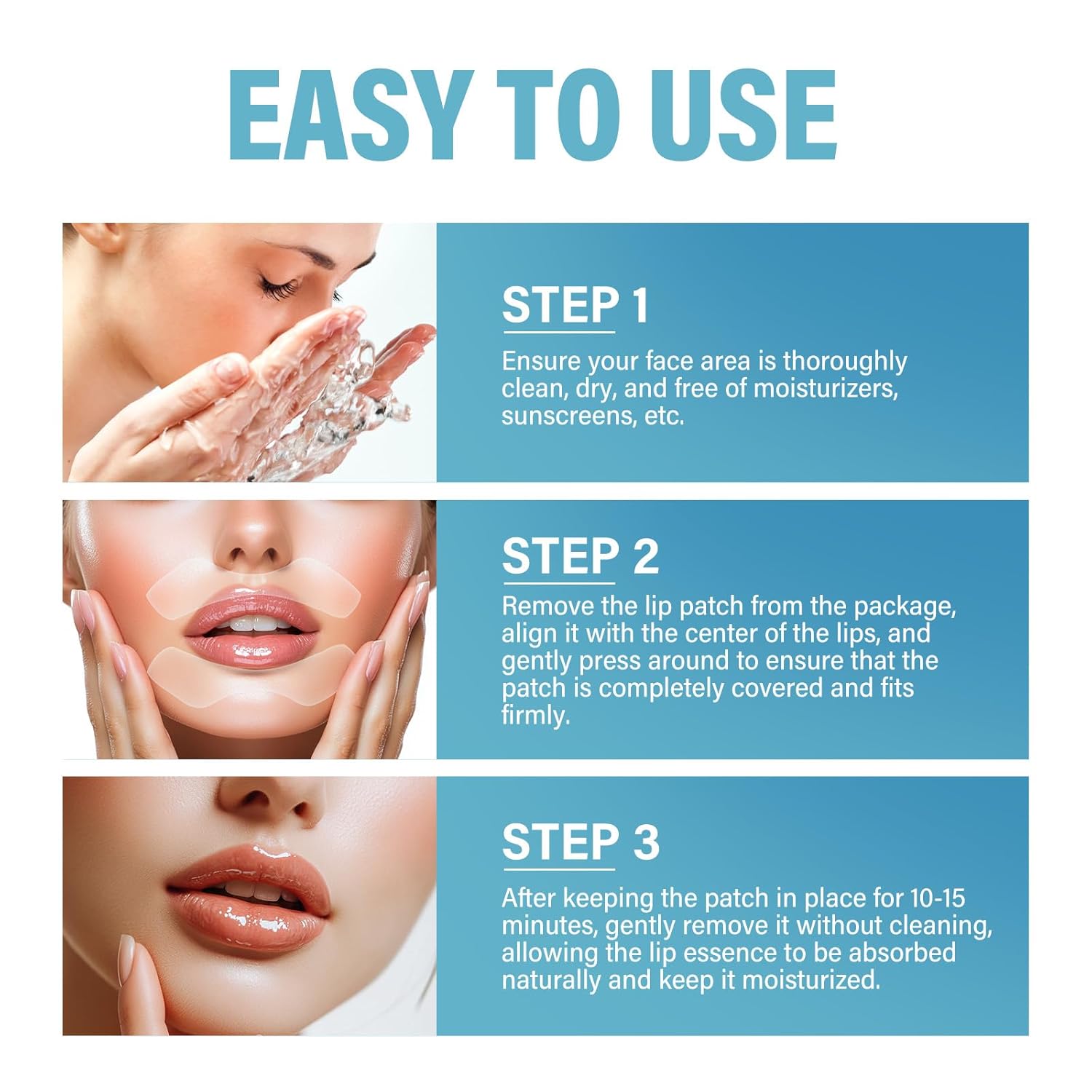 TOMENGBEIAABBCC 3 Pairs Anti-Wrinkle Lip Patches for Smoothing Smile Lines 15ml - Image 5