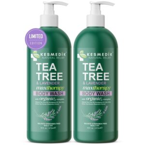 Tea Tree Oil & Lavender Body Wash MaxTherapy | Cleanser & Defense for Athlete’s Foot, Ringworm, Body Odors & Acne, Soothing Relief for Sensitive, Dry, Itchy Skin (2-Pack, Limited Edition)