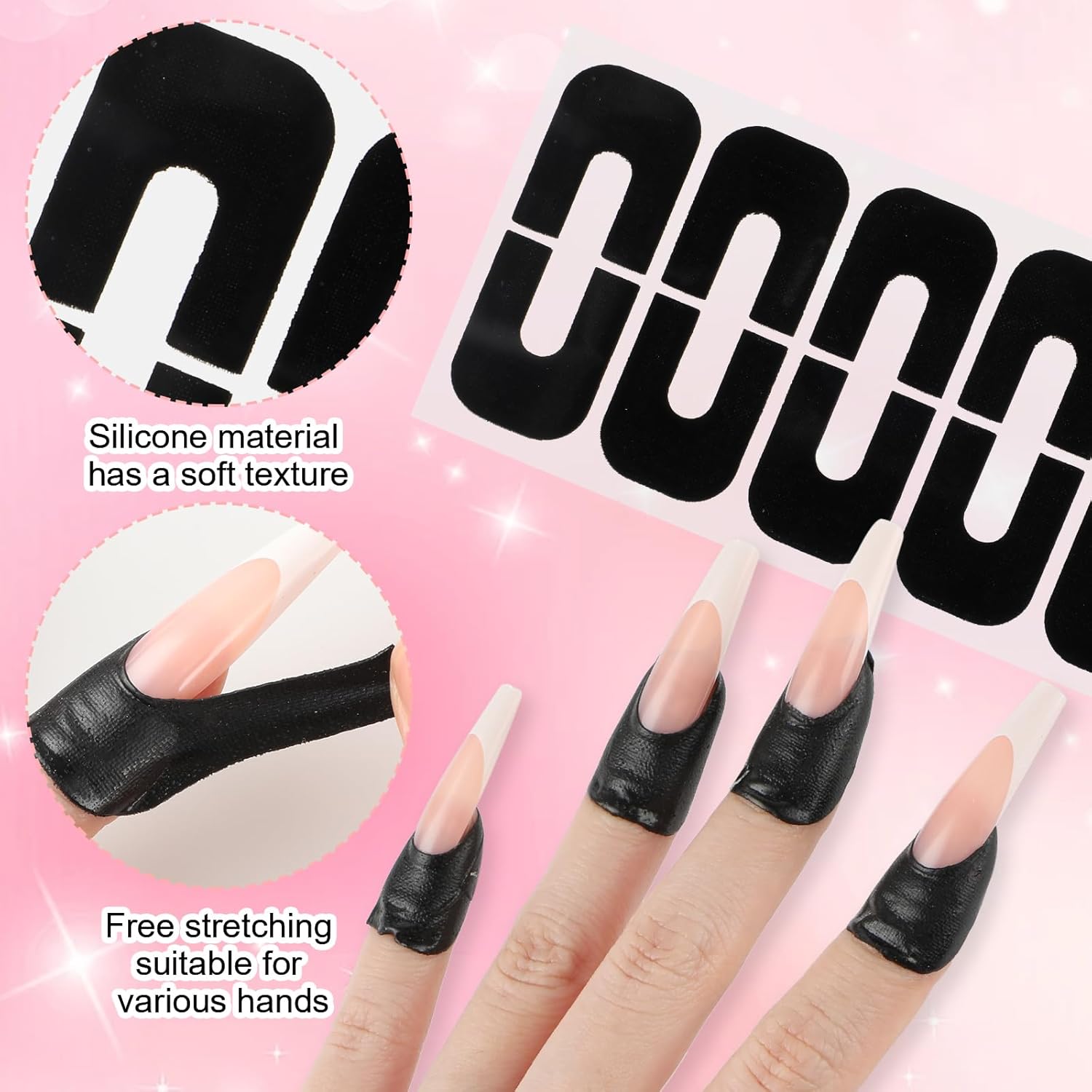 100 Pcs Nail Polish Protector for Fingers, 99.99%+ U V Finger Protection Cuticle Protector Tape for Nail Painting, U-Shaped French Tip Nail Polish Barrier Peel Off for Nails Stamp Nail Art - Image 3