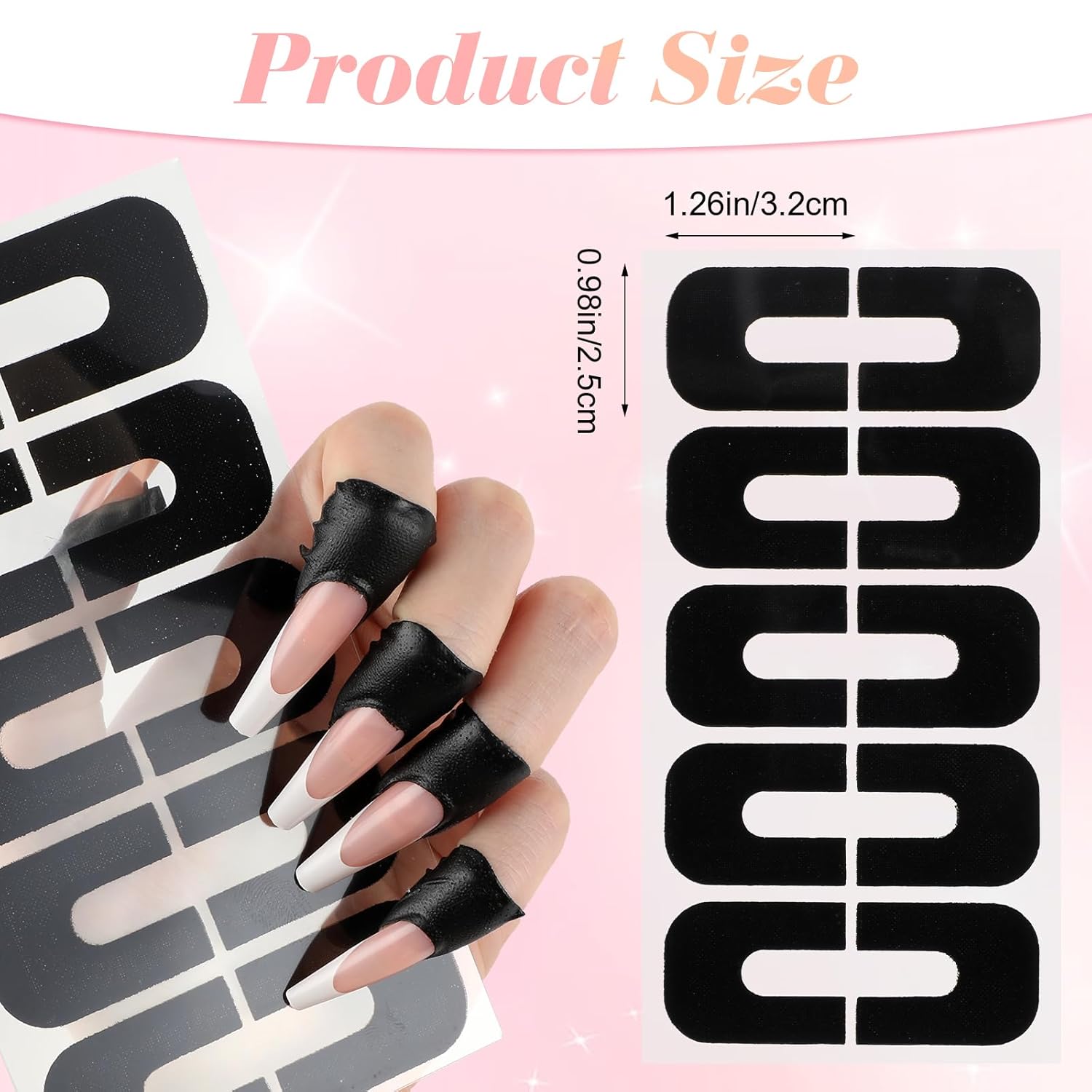 100 Pcs Nail Polish Protector for Fingers, 99.99%+ U V Finger Protection Cuticle Protector Tape for Nail Painting, U-Shaped French Tip Nail Polish Barrier Peel Off for Nails Stamp Nail Art - Image 2