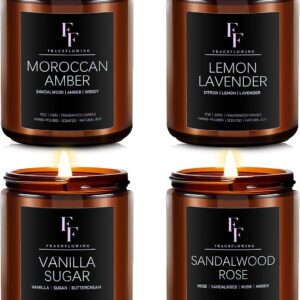 Scented Candles for Home Scented Aromatherapy Candles, 4 Pack 28 Oz Soy Wax Candle Gift Set for Women Men (Lemon Lavender/Vanilla Sugar/Sandalwood Rose/Moroccan Amber)