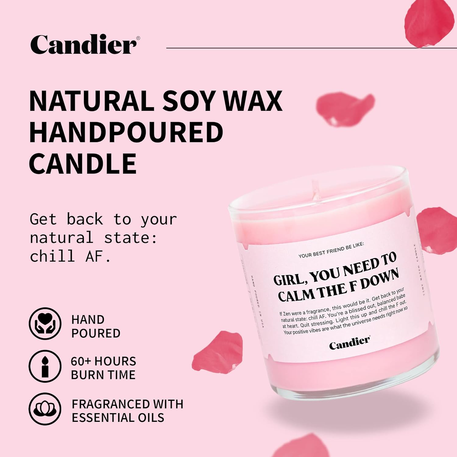 Ryan Porter Calm The F Down Soy Wax Candle - 100% Natural Vegan Cherry Blossom Magnolia Decor Glass - Image 2
