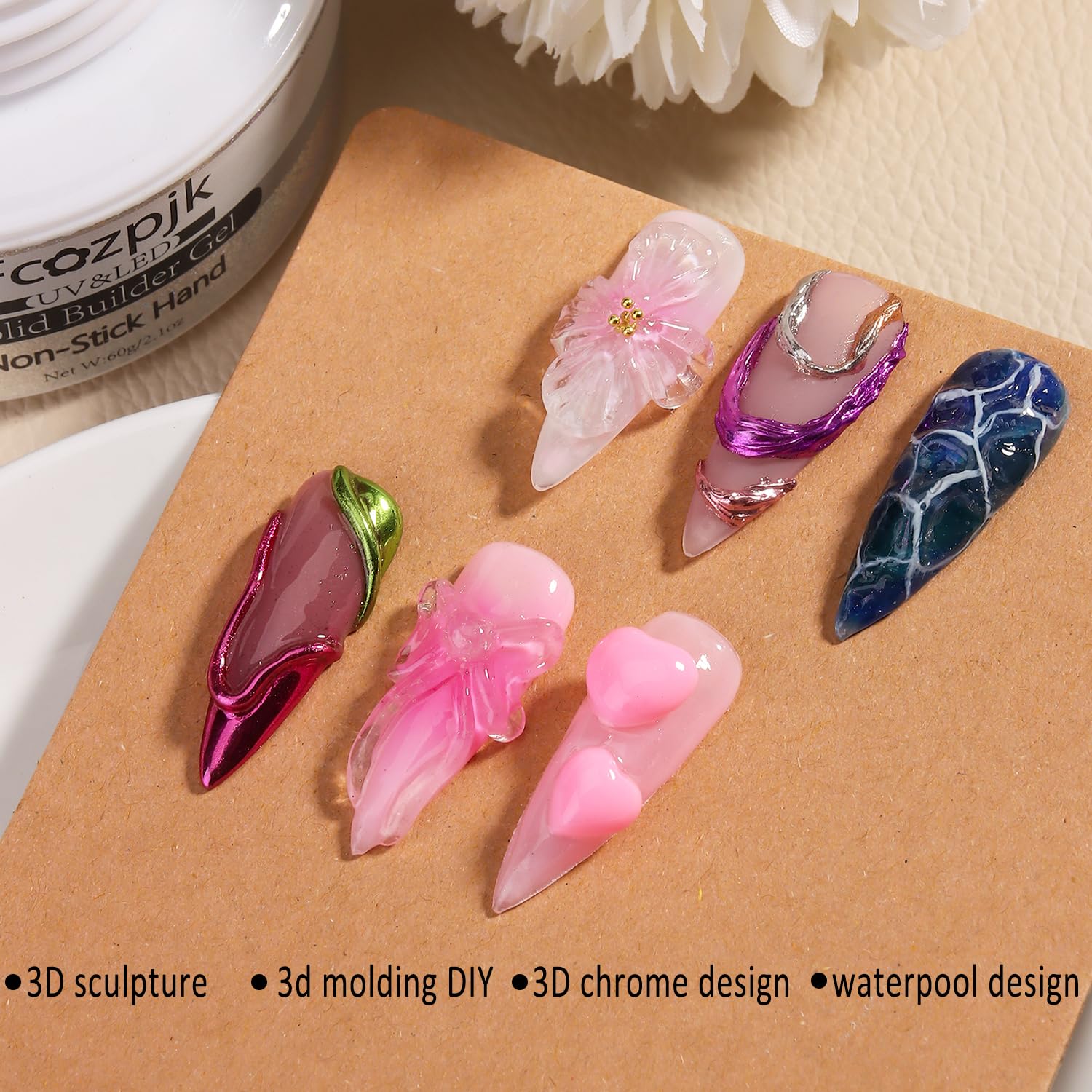 Clear Solid Builder Gel 30g for Nail Extensions and 3D Sculpture with Silicone Molds - Image 4