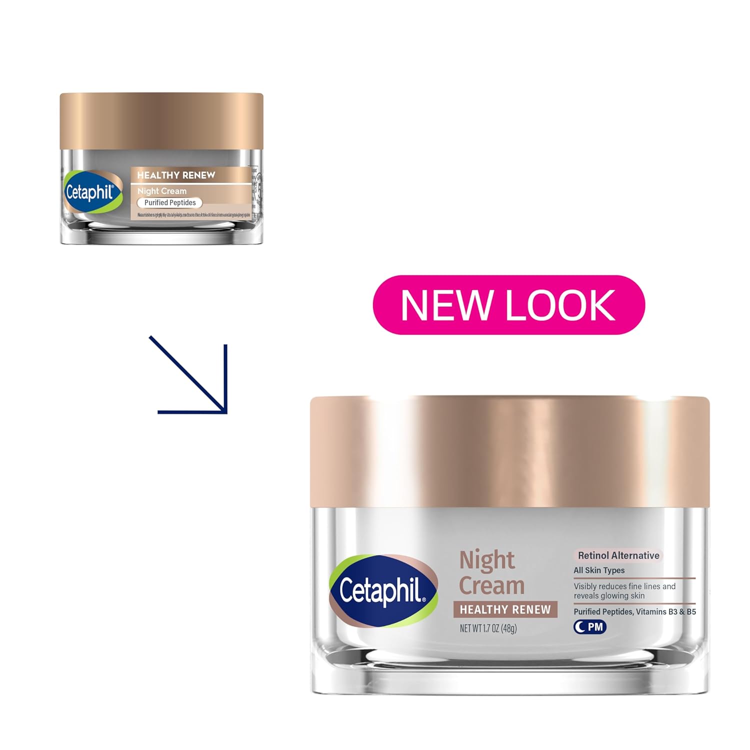 Cetaphil Healthy Renew 1.7 Oz Skin Tightening Night Cream for Sensitive Skin Fragrance Free - Image 2