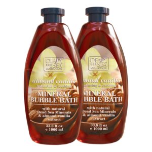 Dead Sea Collection Bubble Bath with Almond Vanilla for Women and Men - Sweet Almond Oil and Dead Sea Salt - Nourishing and Moisturizing Skin - Pack of 2 (67.6 fl.oz)