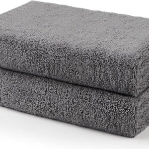 HOMEXCEL Car Drying Towels, 2 Pack Professional Microfiber Towels for Cars, Scratch-Free, Highly Absorbent Drying Towel for Cars, SUVs, RVs, Trucks, and Boats, 35 x 25 inch, Grey