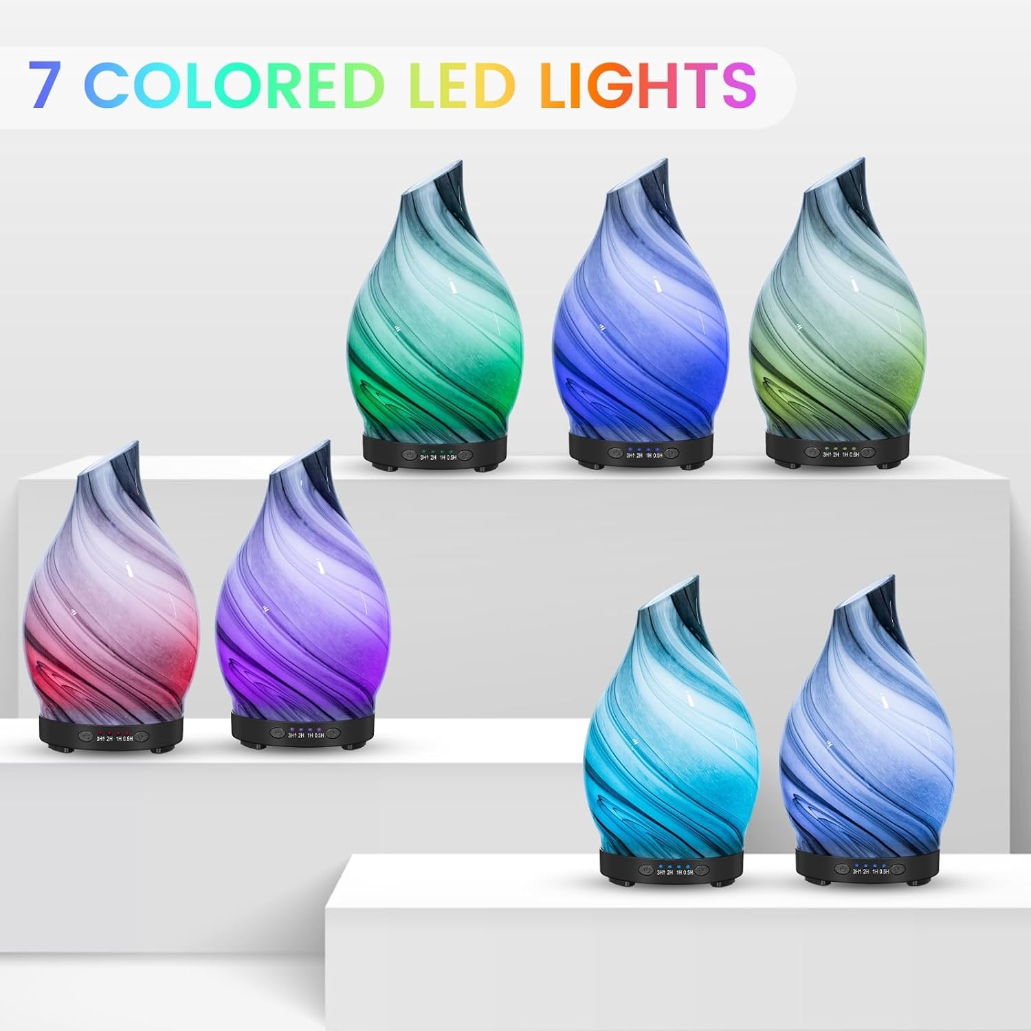 120ml Glass Essential Oil Diffuser with 7 LED Colors and Timer for Home Use - Image 2