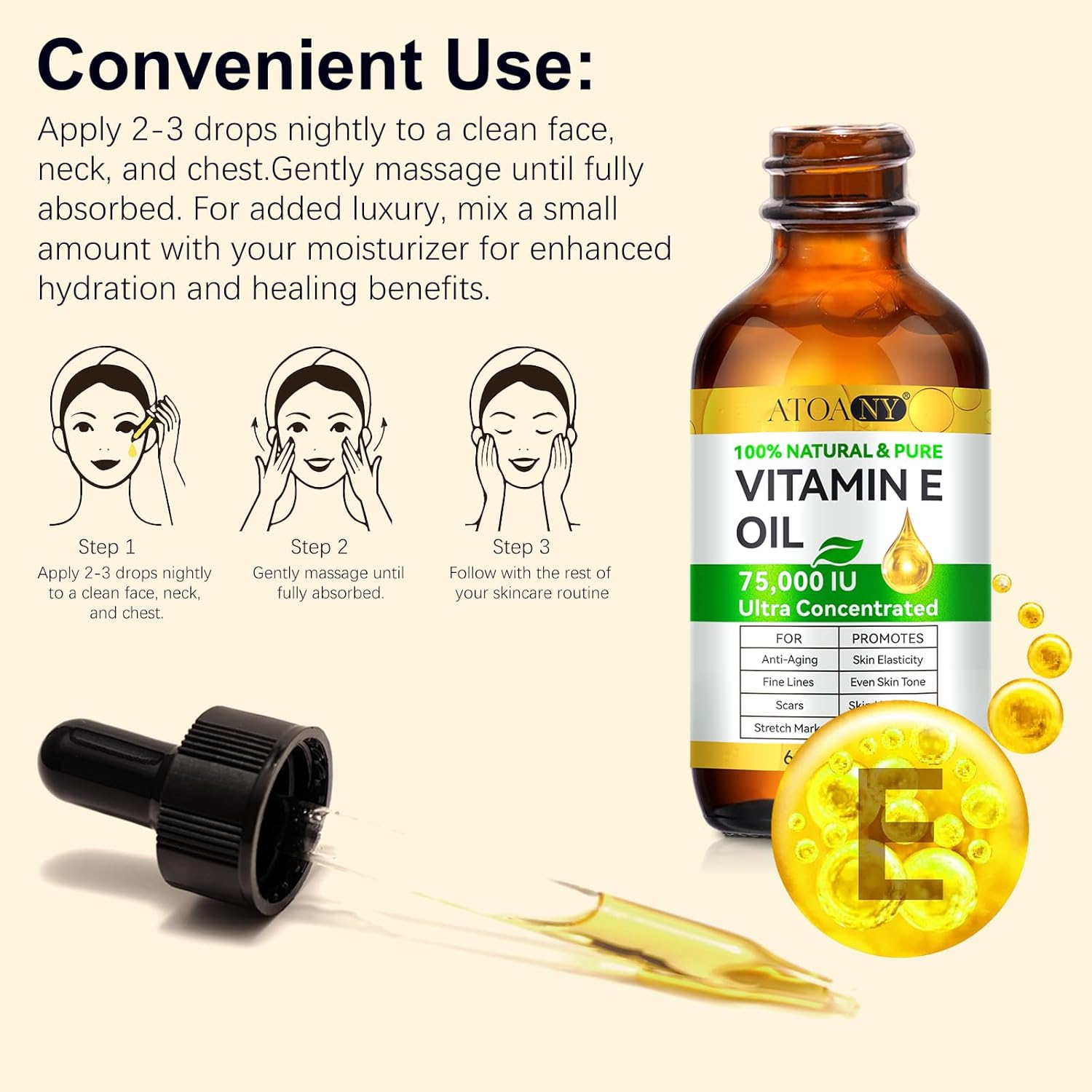 Vitamin E Oil 75,000 IU for Skin and Scars, Moisturizing Radiant 2 Piece Set - Image 7