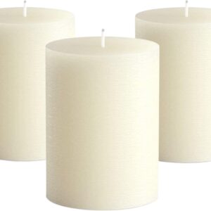Melt Candle Pillar Candles, 3 Pack - Unscented Candles for Home, Church, Weddings, & More - 3" x 4", Ivory
