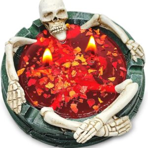 Halloween Horror Bloody Bath Skull Scented Candle, Vintage Gothic Vanilla Scent Jelly Wax Candle for Creative Gifts and Bathroom Home Bar Table Indoor Decorative Ornaments