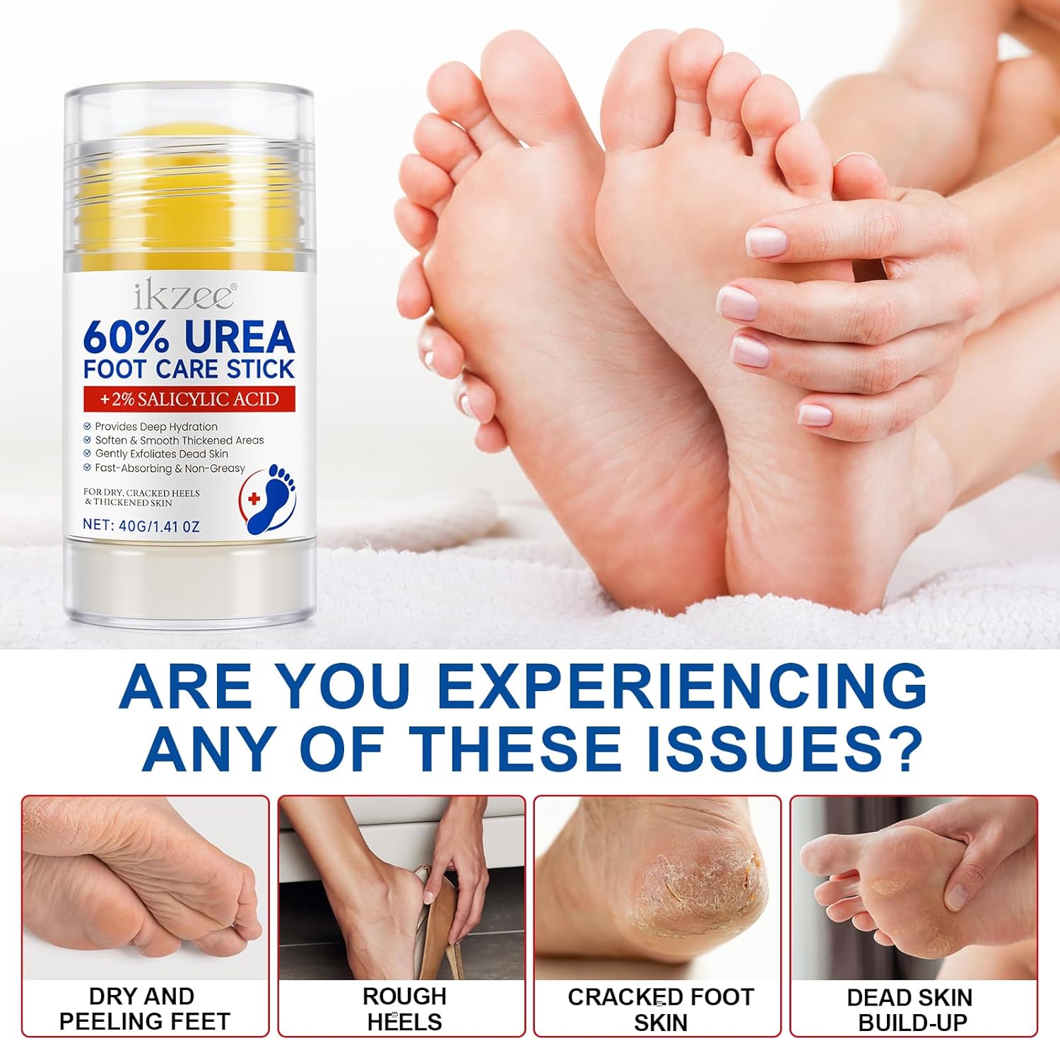 Urea Cream Stick 60% with 2% Salicylic Acid, 2.5 oz Moisturizing Lotion for Dry Feet - Image 5