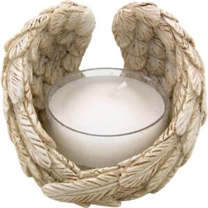 Needzo Guardian Angel Wings Design Tea Light Candle Holder, 2 1/2 Inch, Pack of 2