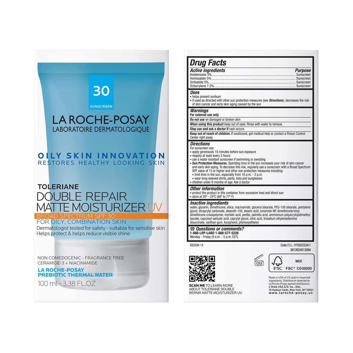 La Roche-Posay Toleriane Double Repair Matte Moisturizer 3 oz for Oily Skin SPF 30 - Image 11