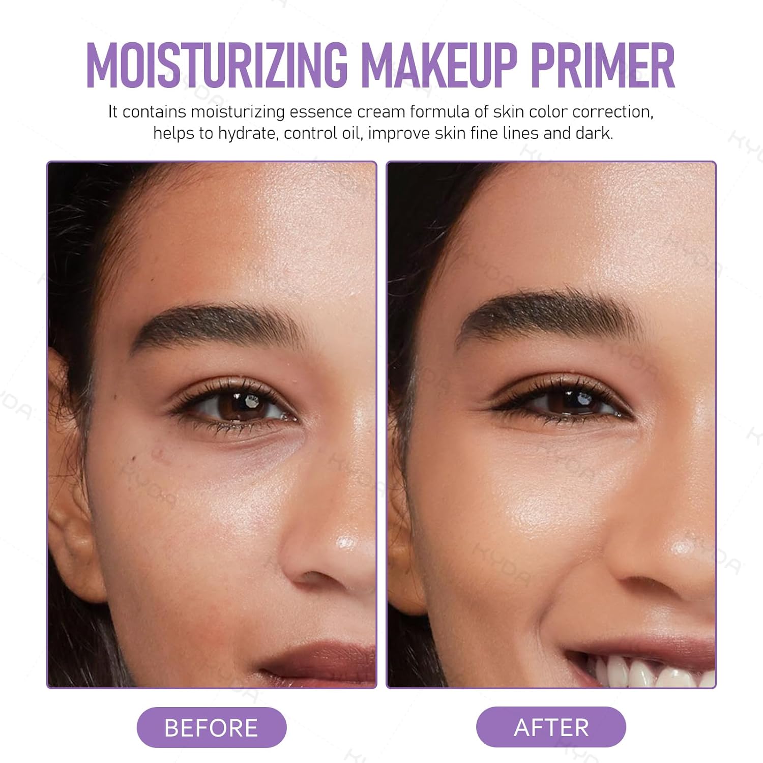 KYDA Color Correcting Facial Serum, SPF 50 PA+++, Moisturizing Makeup Primer, One Step Brightening Primer to Even Skin Tone, Oil Control Skin Corrector, Sheer Finish, Refreshing, Purple Pink Green - Image 3