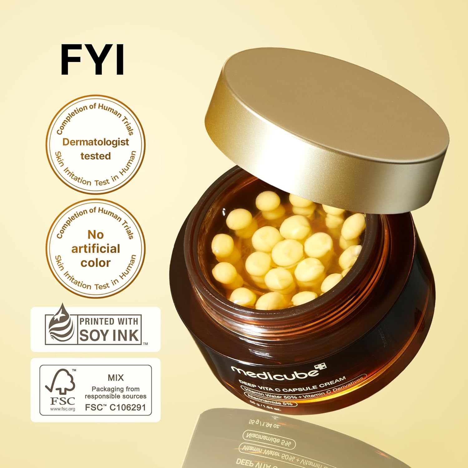 medicube Deep Vitamin C Golden Capsule Face Moisturizer - Liposome Capsules For Wrinkles, Skin Radiance - Transparent Gel for Glow Hydration - Korean Skin Care 1.94 oz - Image 4