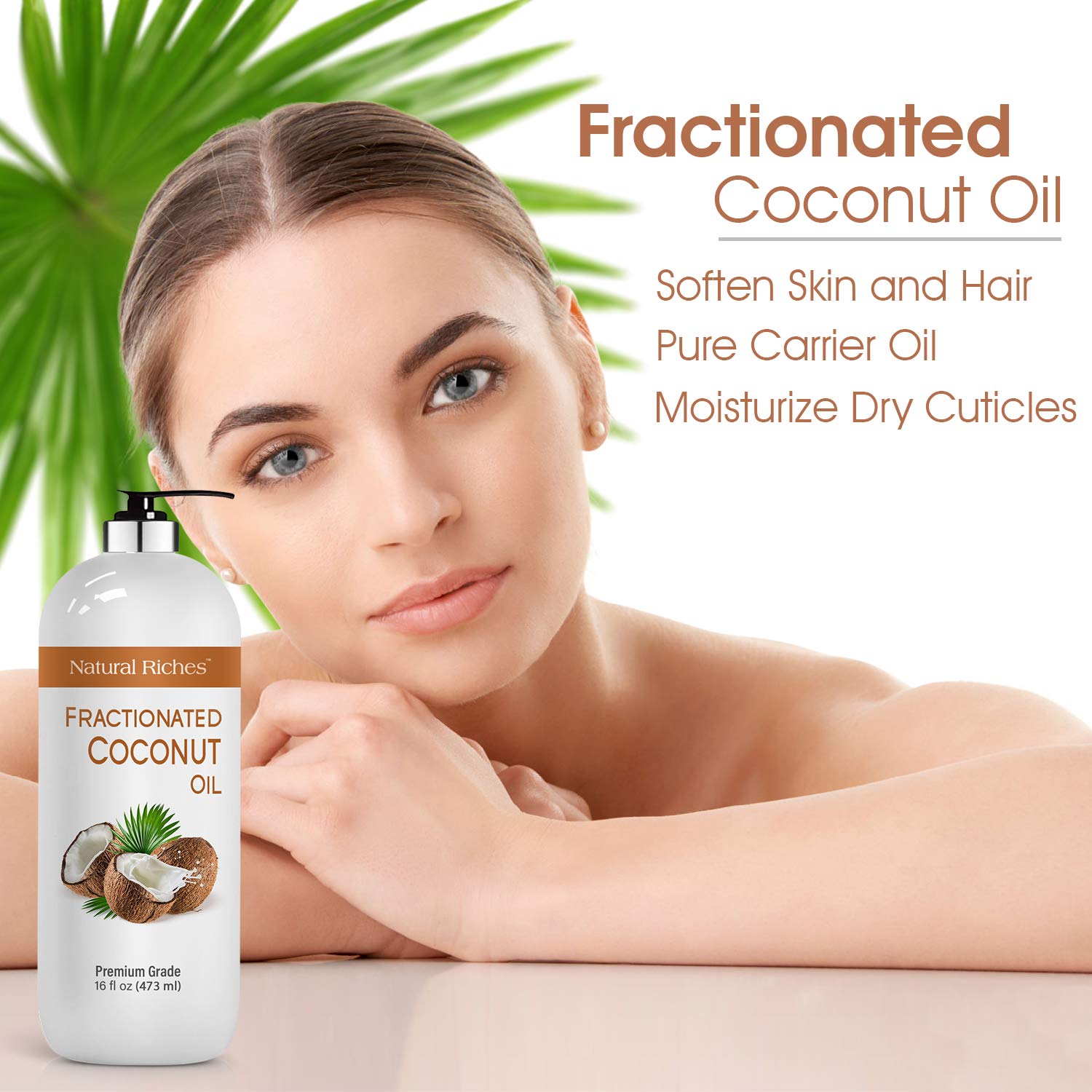 Natural Riches Fractionated Coconut Oil for moisturizing skin. Skin Softener and conditioner Lube Light Nourishing Oil Healthy Skin lip gloss & Hair care - 16 fl oz. - Image 6