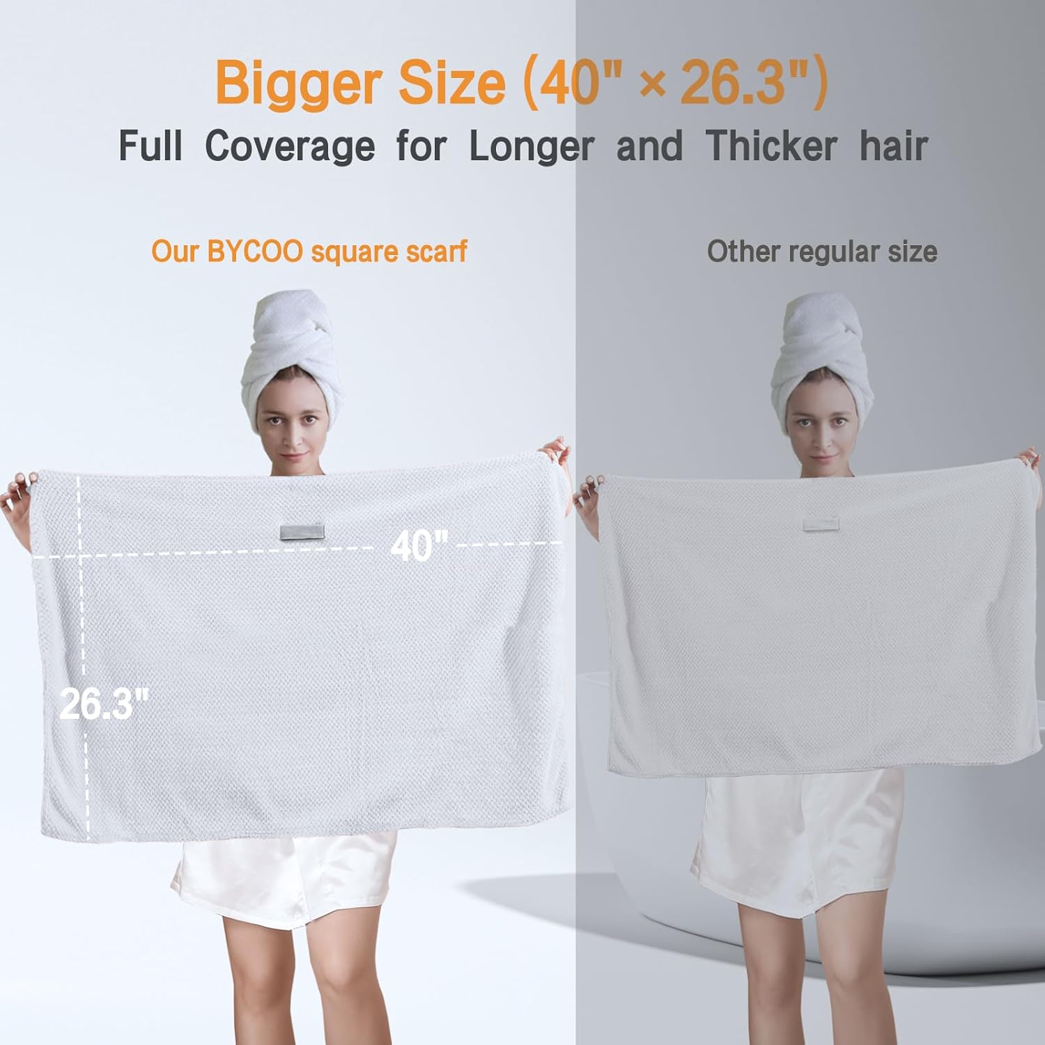 Large Microfiber Hair Towel Wrap for Women, Anti Frizz Drying Towel, Fast Dry Turban Wet Hair, Long, Thick, Curly Super Absorbent Soft Towels - White X-Large - Image 2