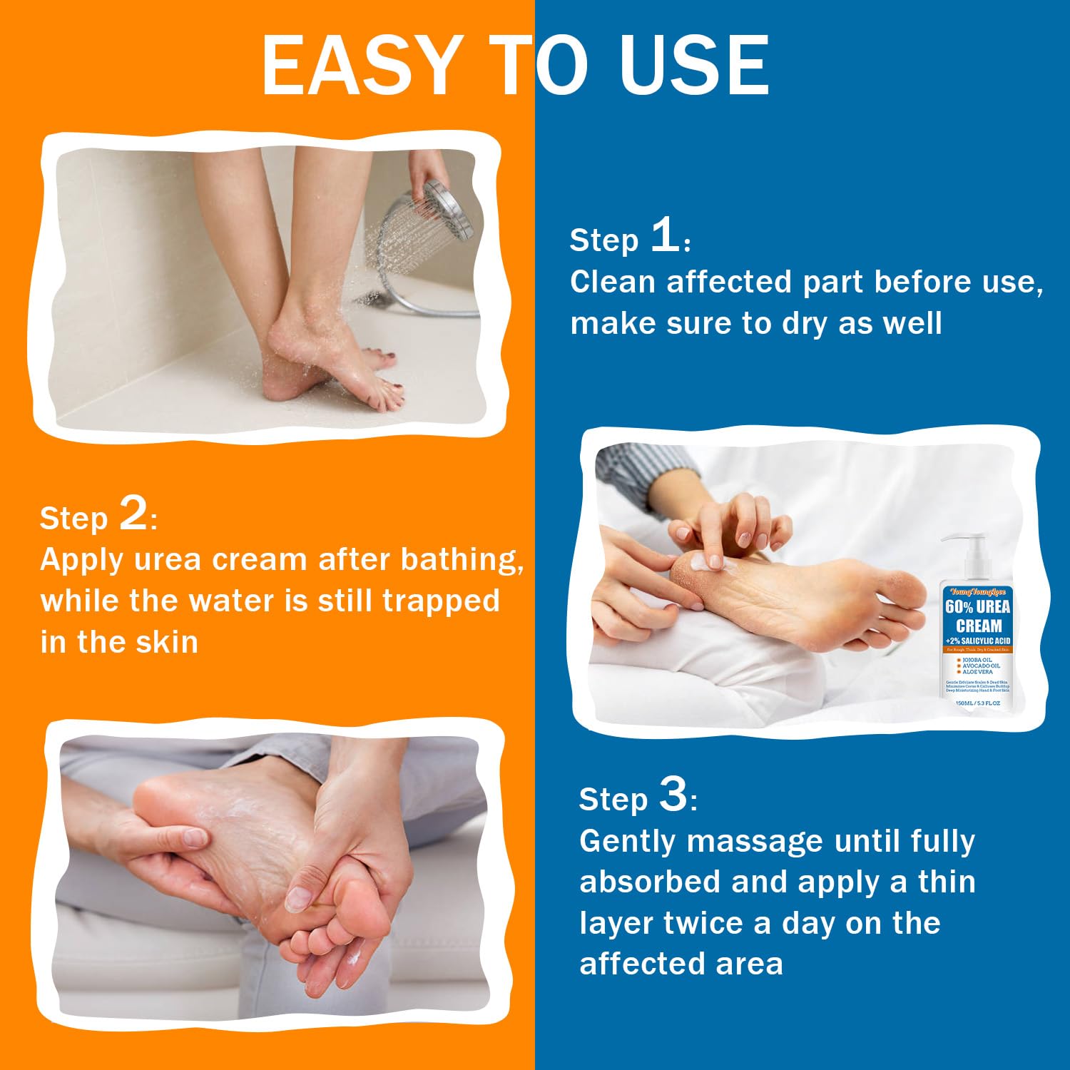 Urea 60% Foot Cream with 2% Salicylic Acid for Dry Cracked Skin, 5.3 Ounce Jar - Image 6
