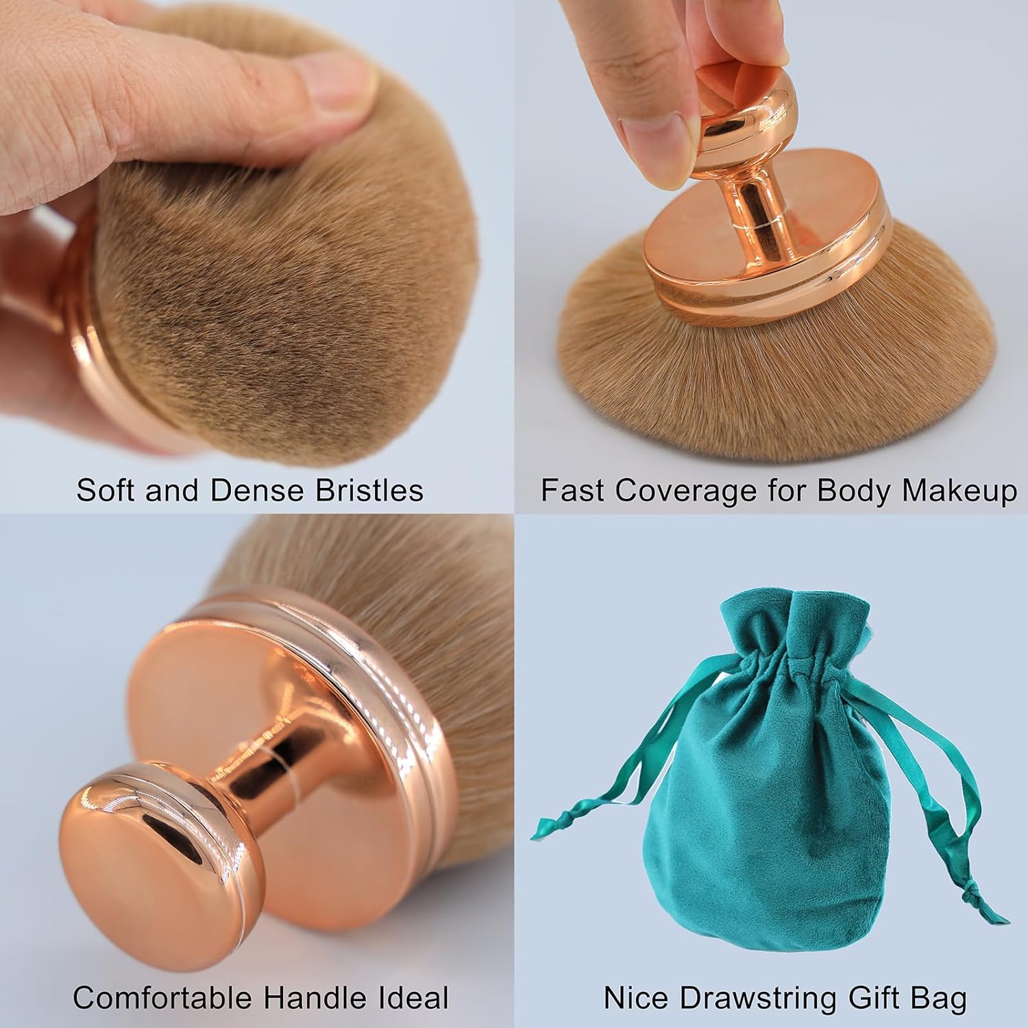 Extra Large 74mm Wide-Head Kabuki Body Makeup Brush for Flawless Self Tanner Application with Drawstring Bag - Image 6