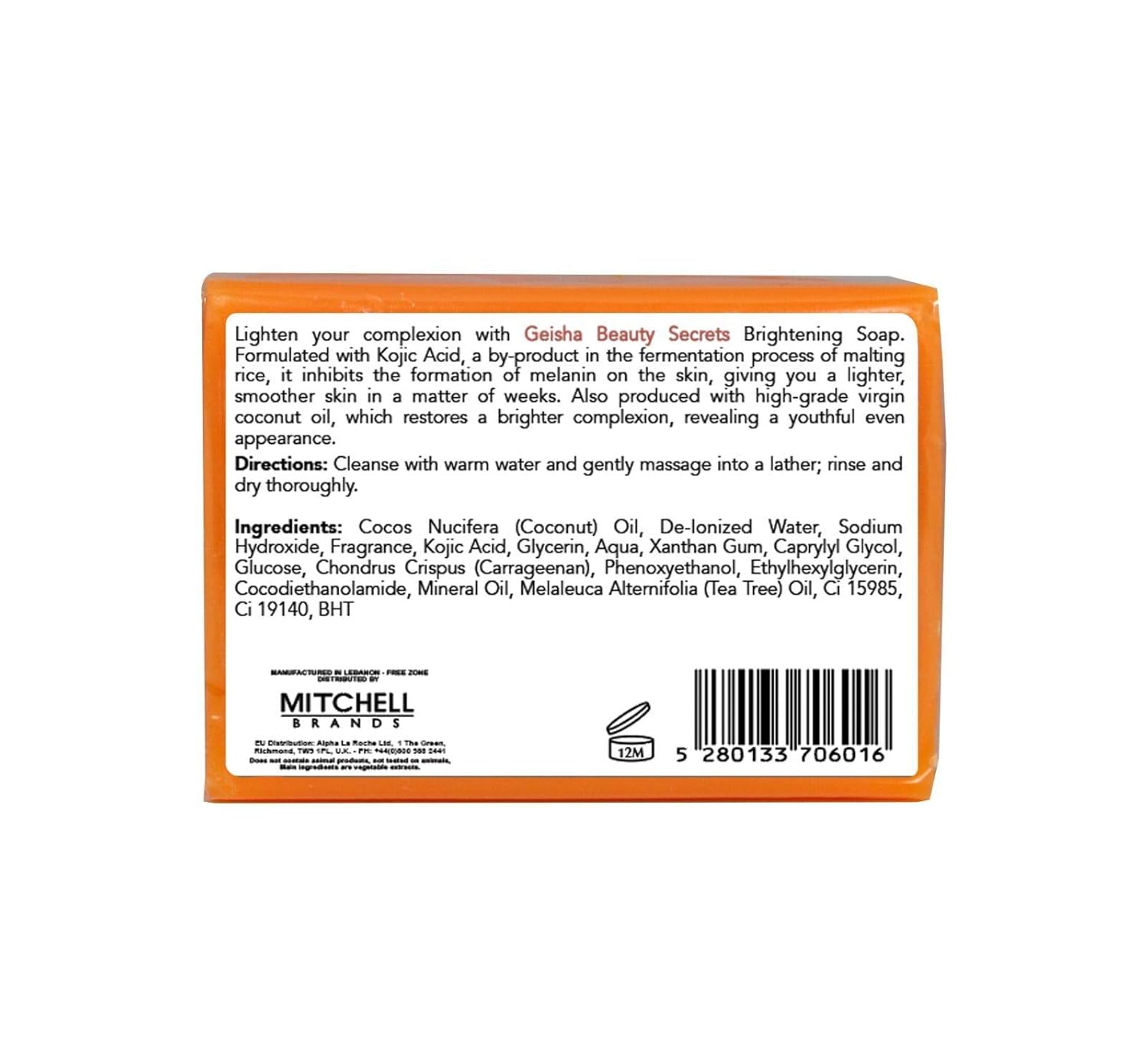 Geisha, Kojic Acid Soap - 7 oz / 200g - BIG SIZE Skin Brightening Bar, Helps to Reduce Pigmentation on: Face, Body, Hands, Knuckles, with Coconut Oil, - Image 7