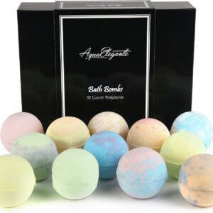Luxury Bath Bombs for Women - Gift Set of 12 Large Bathbombs with Organic Essential Oils - Natural Vegan Soap for Moisturizing Fizzy Bubbles