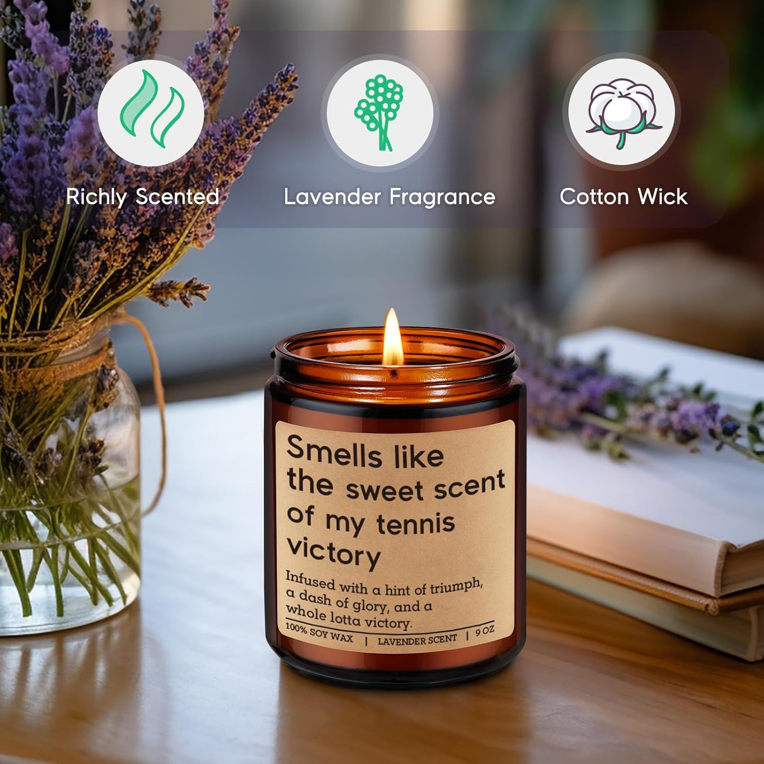 GSPY Scented Candle - Tennis Gifts for Women, Men - Funny Sports Themed Accessories Gifts for Tennis Players, Lovers - Funny Graduation, Fathers Day, Birthday Presents for Boy, Him, Female, Mom, Dad - Image 2