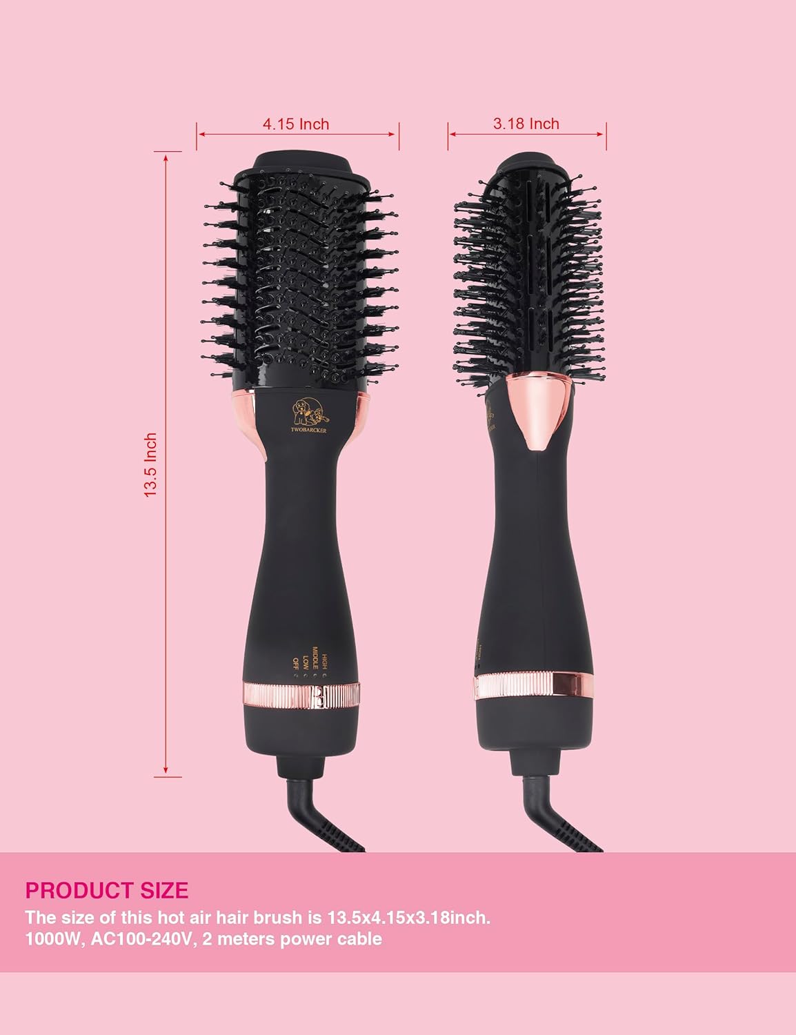 Hair Dryer Brush Blow Dryer Brush in One, 4 in 1 Ionic Hair Dryer and Styler Volumizer with Oval Titanium Barrel, Hot Air Straightener for Smooth Frizz-Free Blowout - Image 4