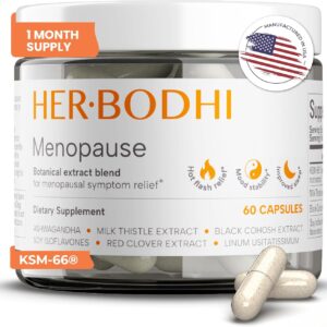 Meno- Menopause Hormonal Balance for Women, Estrogen Soy Isoflavones Menopause Supplement for Women, Ashwagandha, Black Cohosh Hot Flashes Menopause Relief, Night Sweats Relief 60Caps