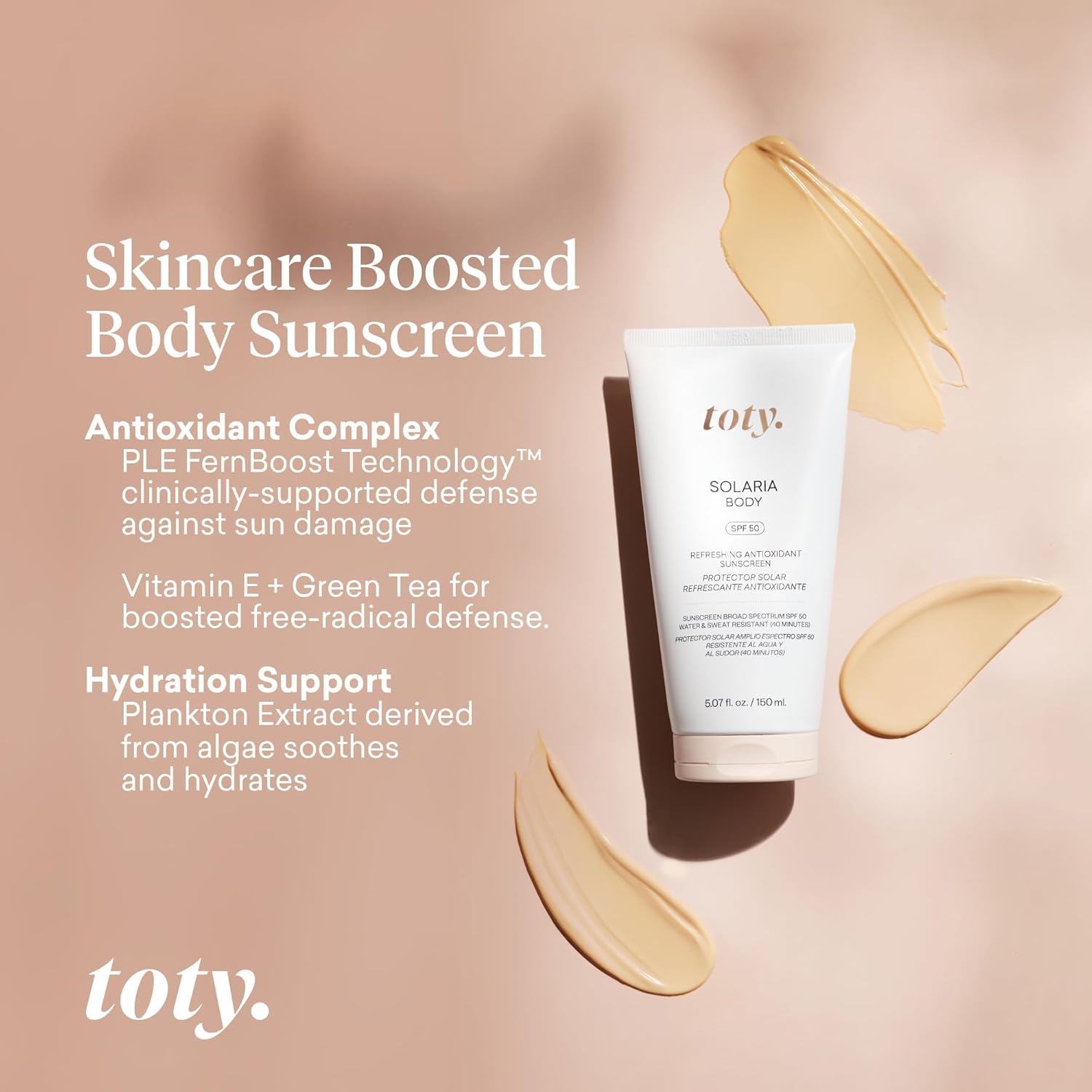Toty by Sofia Vergara - Solaria Body SPF 50 Refreshing Antioxidant Sunscreen - UVA/UVB Protection - Weightless Body SPF for All Skin Types - Water & Sweat Resistant - 5.07 fl oz - Image 5