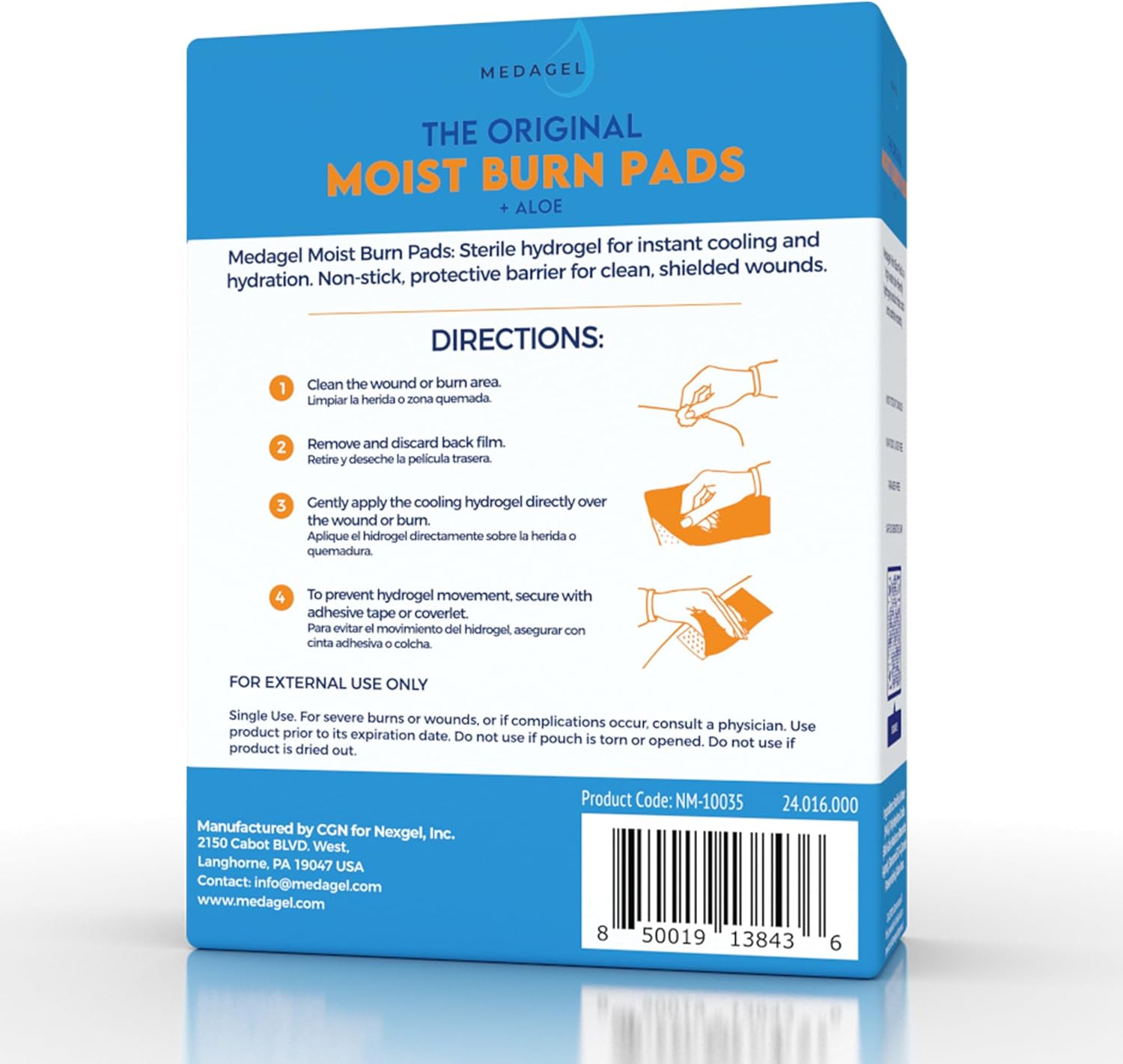The Original Moist Burn Pad - Hydrogel Healing Pads, Soothing & Moist Skin Care Patch for Burns & Wounds, 2” x 3” Dressing - Image 2
